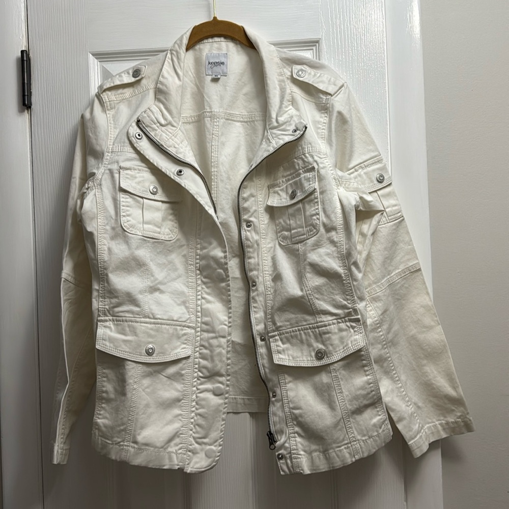 🔥 Kensie Jeans | white denim jacket | size XL